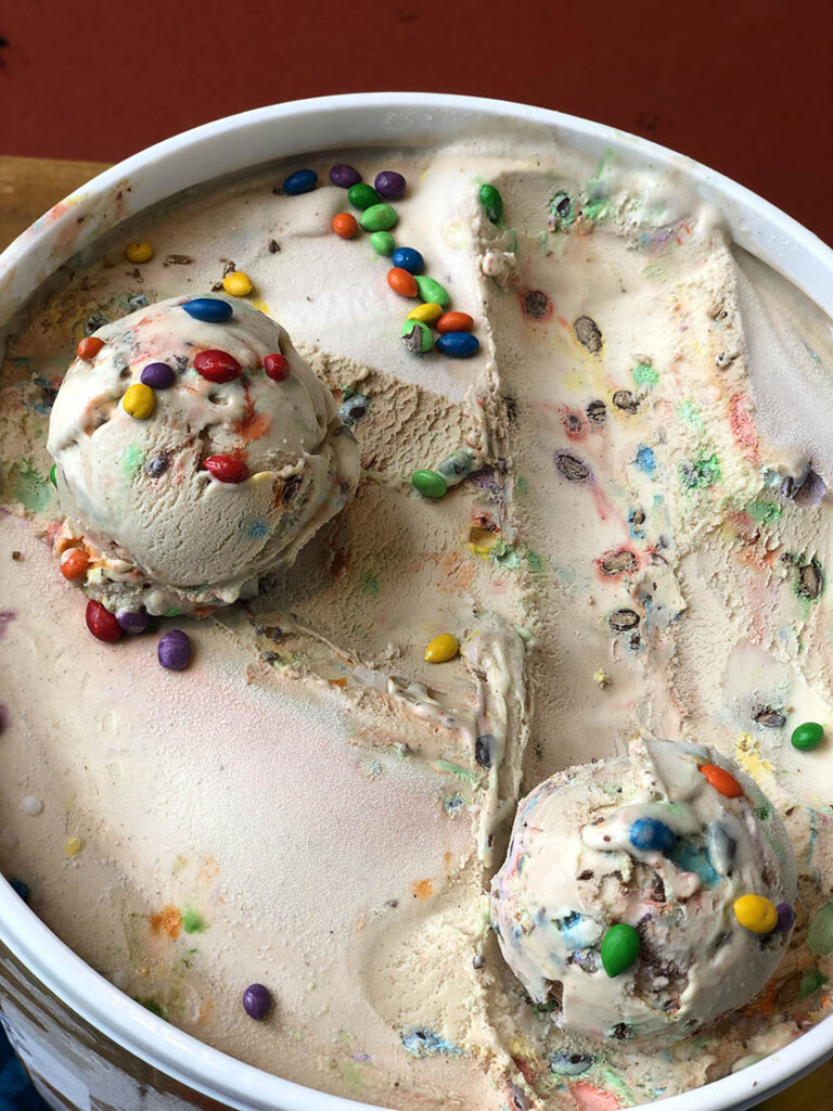 Churned ice cream