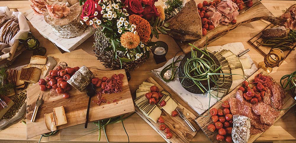 At Chowgirls Catering in Minneapolis, charcuterie grazing stations are a crowd favorite. Photo by Lucas Botz Photography