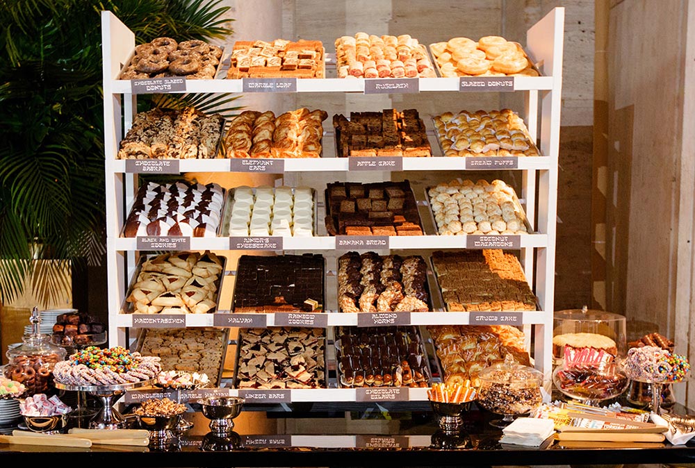 Marcia Selden Catering designed this Bakery Station for the 75th birthday of a client who loves New York-style Jewish baked goods.