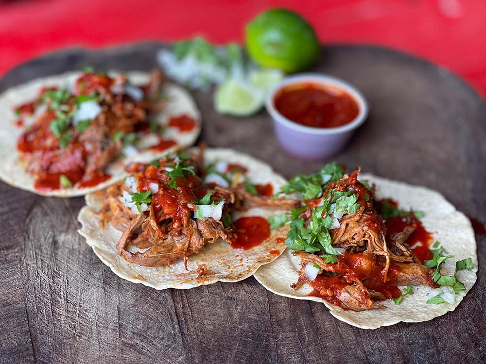 The Davila’s BBQ menu includes lamb barbacoa tacos.