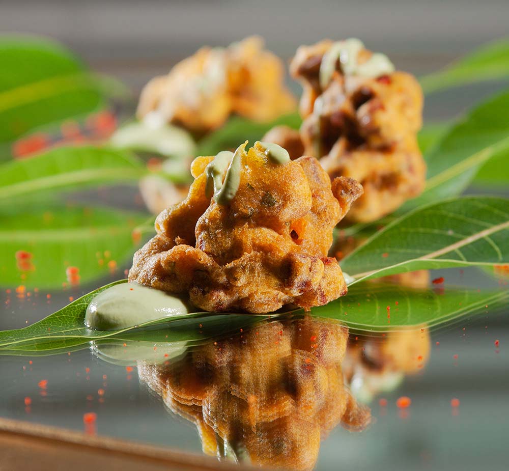 Amelia Irene Catering’s vegan menu includes sweet potato pakoras. Photo by Raquez Rouse