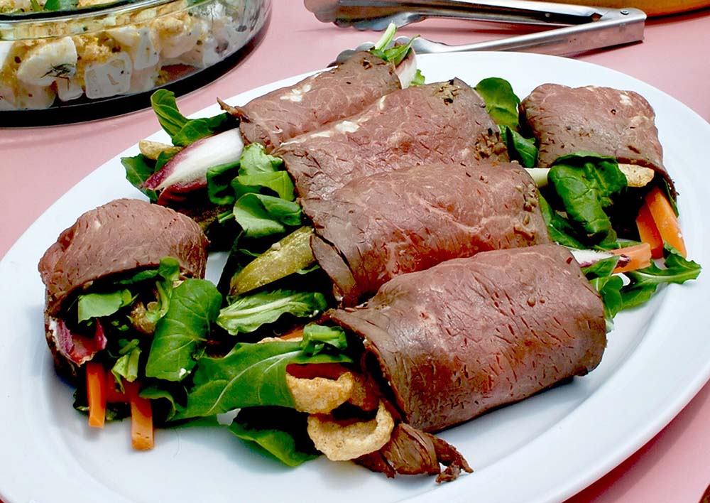 Pork Rind Salad Stuffed Beef Roll-Ups