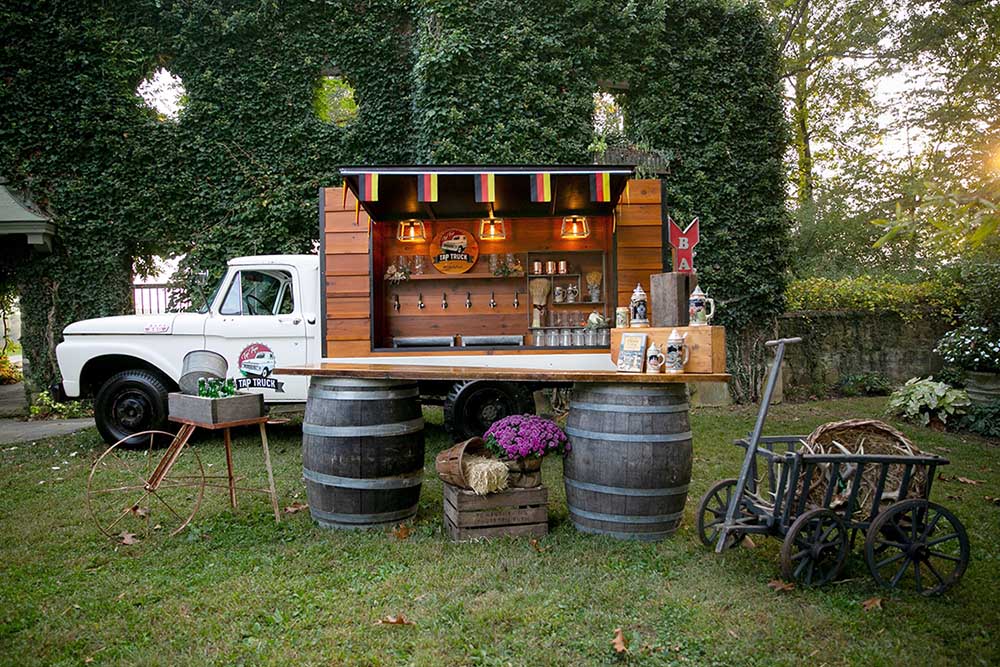 Tip Top Tap Truck will decorate the bar to match an event's theme, such as Oktoberfest. Photo by Julie Napear Photography