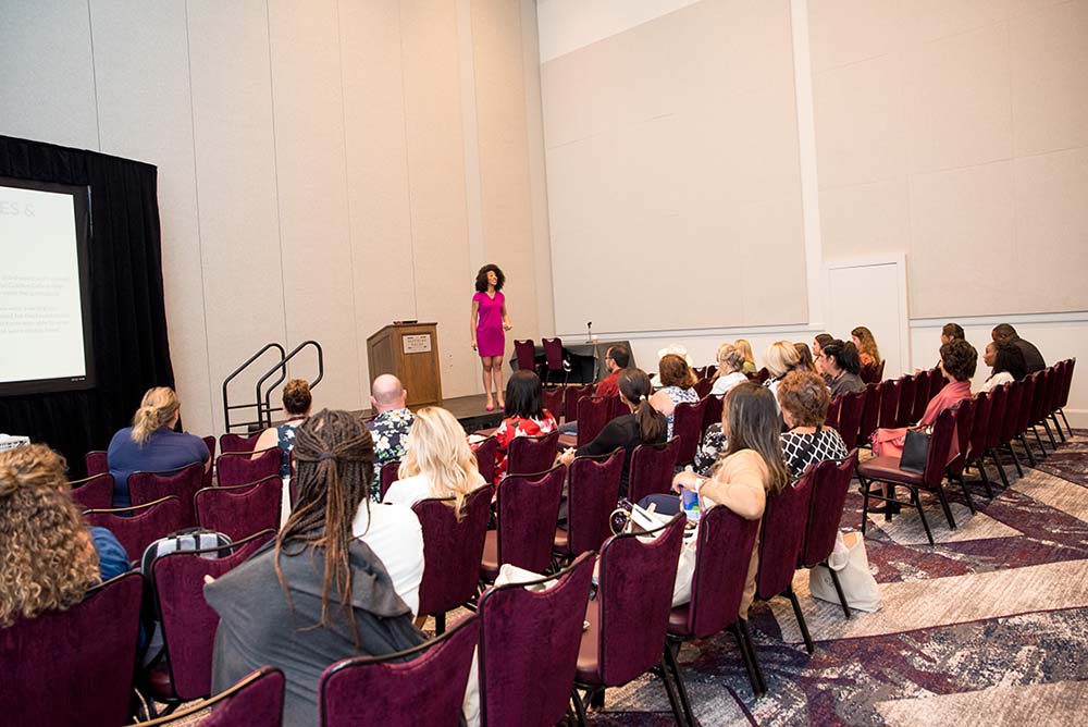 Experience included 28 educational sessions, including this one led by Aleya Harris, CPCE. Photo by Harmland Visions, LLC