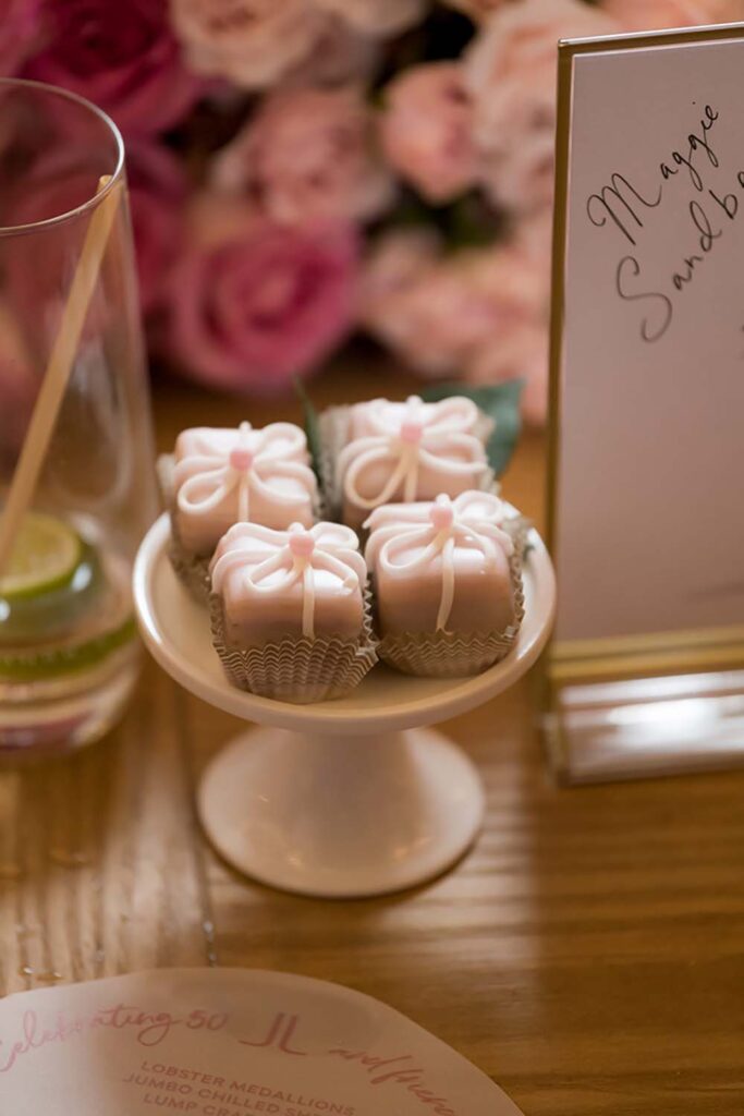 Bite-sized desserts are growing in popularity, such as raspberry almond petits fours. Photo by Robin Selden