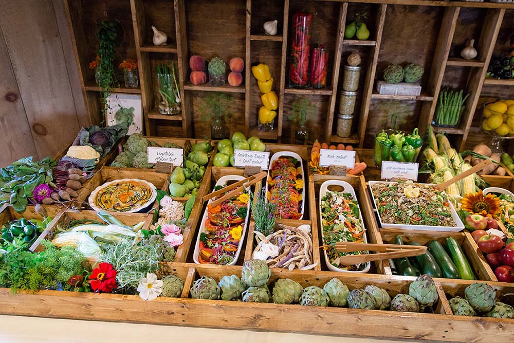 Guests can choose from a bounty of options at Partyman Catering’s Vegan Market Station.