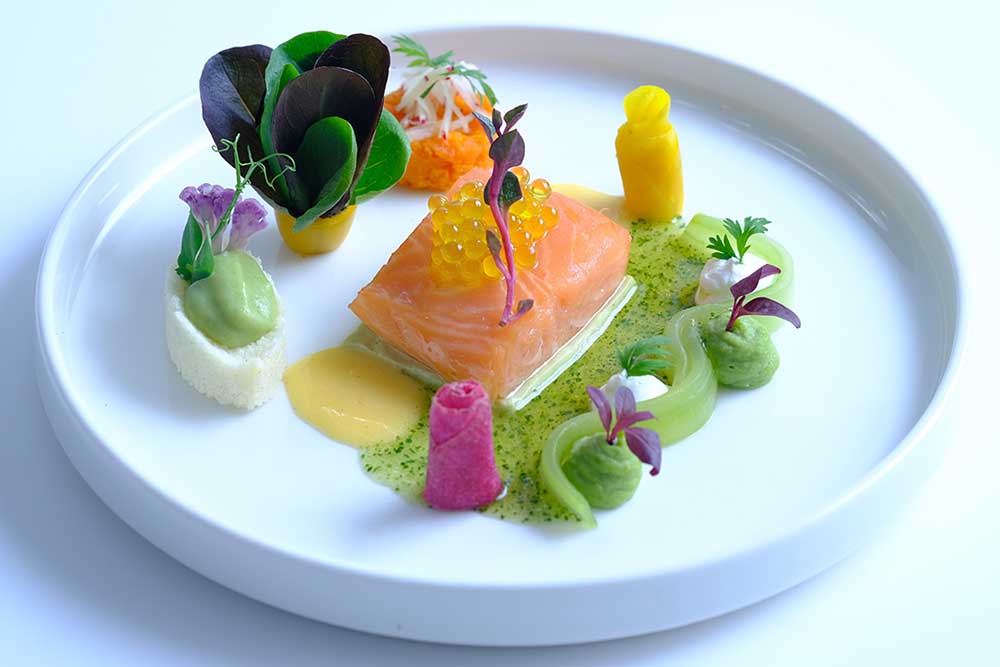 Windows Catering serves wild-caught sustainable salmon.