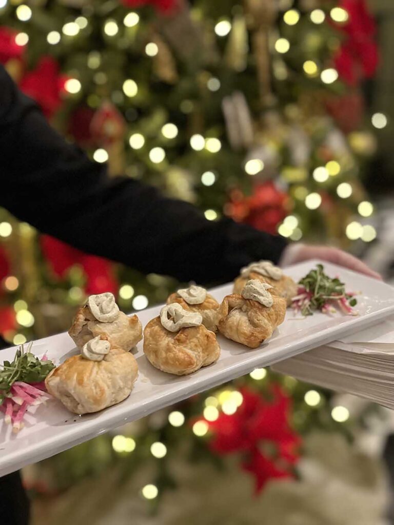 Hand-passed Mini Beef Wellington appetizers from Creations in Cuisine Catering